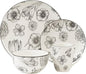 Pemberly Row Modern Porcelain Dinnerset 16 Piece Porcelain Bouquet
