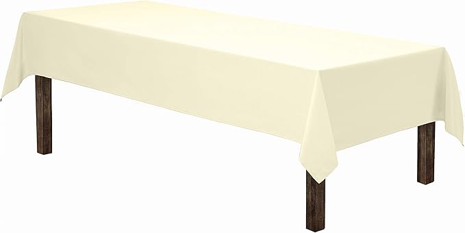 Gee Di Moda Rectangle Tablecloth - 60 x 84 Inch Ivory Table Cloth for 5 Foot Rectangle Table - Heavy Duty Washable Fabric - for 5 Ft Buffet Table, Holiday Party, Dinner, Wedding & Baby Shower