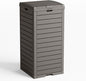 38 Gallon Outdoor Trash Can with lid,Waterproof,UV-Resistant Resin Garbage Can,Lockable Lid and Drip Tray,Trash Bin for Patio,Kitchen, Backyard and Deck(Grey)