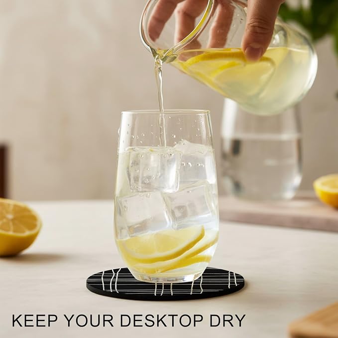 Simple Grid Coasters Set of 6, Absorbent Coasters