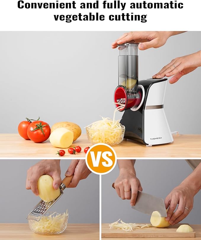 Electric Cheese Grater Salad Shooter,5-In-1 Electric Slicer For Home Kitchen,One-Touch Easy Control,With Safety Push Bar Cheese Grater Electric For Zucchini,Cheese,Vegetables And Smoothie
