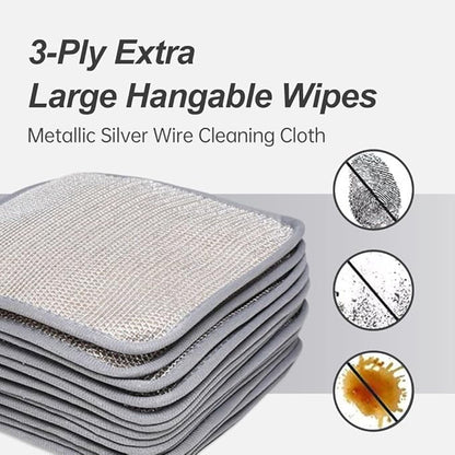 2025 New Multipurpose Wire Dishwashing Rags, Wet and Dry, Metal Scrubbing Pads Sponge Cloths Towels, Non-Scratch Wire Rags for Home Kitchen Dishes, Sinks, Pack of 10