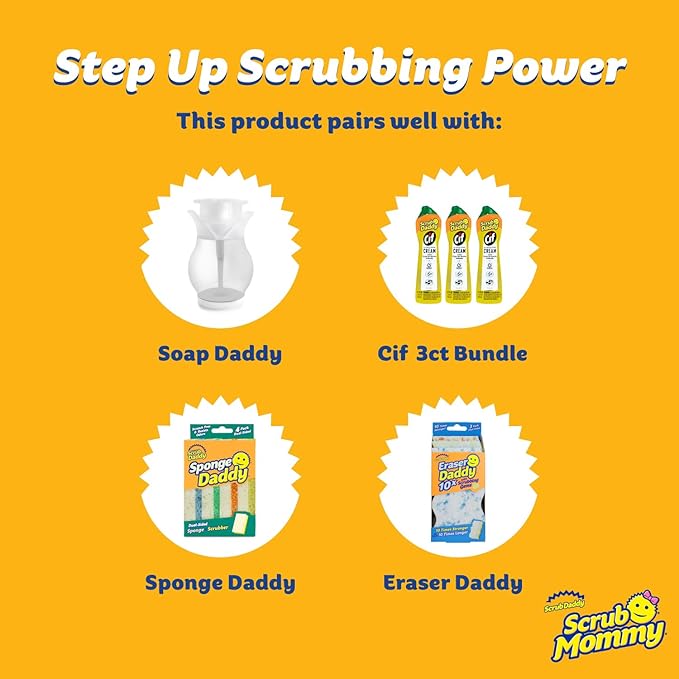 Scrub Daddy Sponges + Household Cleaning Supplies Bundle - PowerPaste Cleaning Putty, Tangerine Clean, PowErase Gel All Purpose Cleaner & Scrub Mommy (3 Pastes & 3 Sponges)