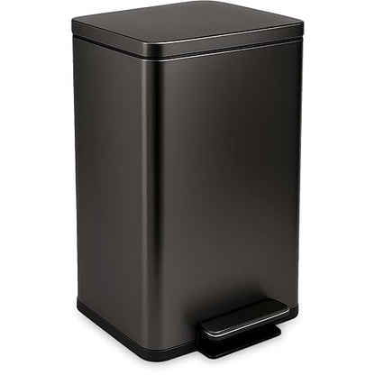 SIMPLI-Magic 13.2 Gallon (50L) Step Trash Can – Kitchen Garbage Can with Slow-Close Lid – Odor Control, Hands-Free, Easy to Clean, Brushed Stainless Steel