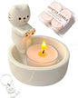 Cat Candle Holder with 4 Scented Tealight Candles & Free Keychain, Cute Ceramic Kitten Candlestick, Cartoon Cat Paw Candle Decor, Cat Lover Gift for Women, Home Aromatherapy Set