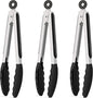 Hotec Silicone Kitchen Tongs for Cooking 9-Inch Serving Tongs with Silicone Tips, Set of 3 (Black)