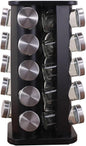 Spice Rack, Spice Rack Organizers for Countertop, Rotating Countertop Spice Rack, Revolving Spice Rack for Kitchen, Kitchen Gadgets, Organizer Rack with Spice Jars (Black, SquareHead_20Jars)