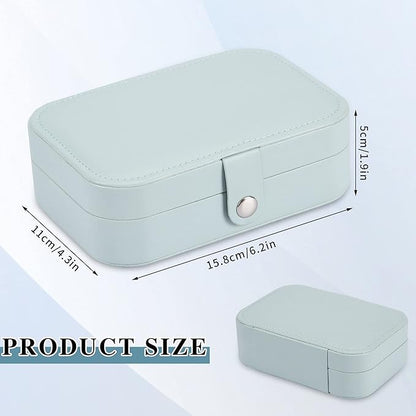 Travel Jewelry Box, PU leather Small Jewelry Organizer For Female Girls, double layer portable mini travel case for storing earrings, rings, necklaces.(Blue)