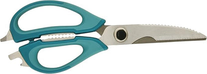 Rachael Ray Professional Multi Shear Kitchen Scissors with Herb Stripper and Sheath, 2 Piece, Agave Blue