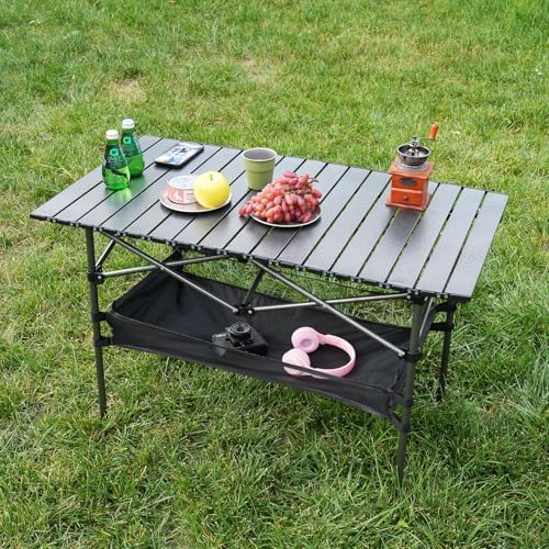 Opliy Portable Folding Camping Table for 4-6 Persons Aluminum Collapsible Table Lightweight with Carry Bag for Camping, Hiking, Picnics, BBQ, Beach Trips & Tailgating