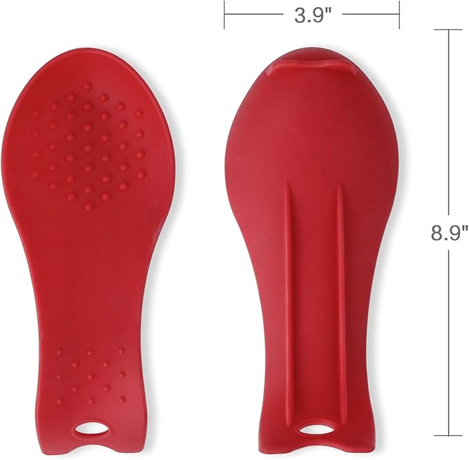 MSY BIGSUNNY Silicone Spoon Rests, Cooking Utensils Holder for Kitchen (2, Red-Red)