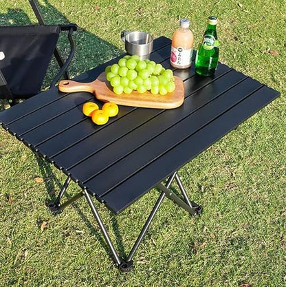 Folding Camping Table, 16 Inch x 13.8 Inch x 11.4 Inch Black Carbon Steel Foldable Table with Storage Bag for Home and Outdoors (S)