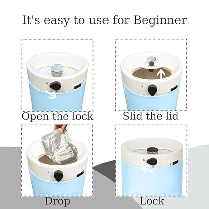 Diaper Pail, Airtight Odor Control Baby Diaper Bin with Childproof Lock, Stainless Steel Garbage Pail with lid, 15 Liter/ 4 Gallon Compact Nursery Trash Can with Removal Inner Liner, Blue