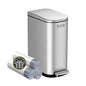 2.6 Gallon Slim Bathroom Trash Can with Soft Close Lid, 10L Stainless Steel Garbage Can with Removable Liner Bucket, for Narrow Spaces,Bathroom, Bedroom (Silver)