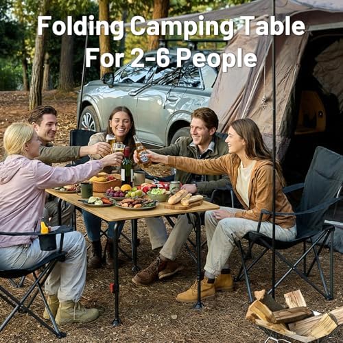 TIMBER RIDGE Bamboo Folding Camping Table, Portable RV Picnic Table