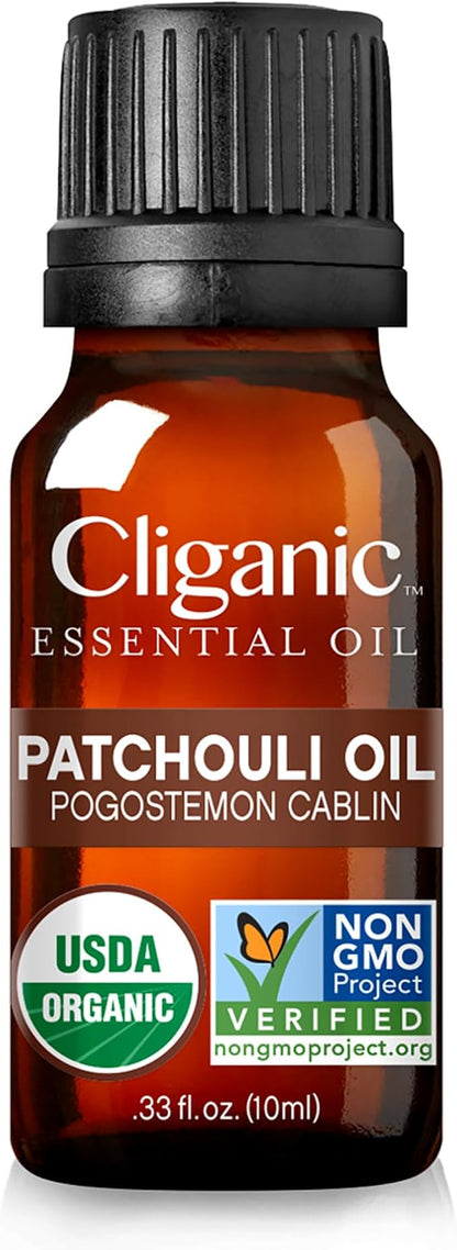 Cliganic Organic Patchouli Essential Oil - 100% Pure Natural Undiluted, for Aromatherapy Diffuser | Non-GMO Verified (Packaging May Vary)