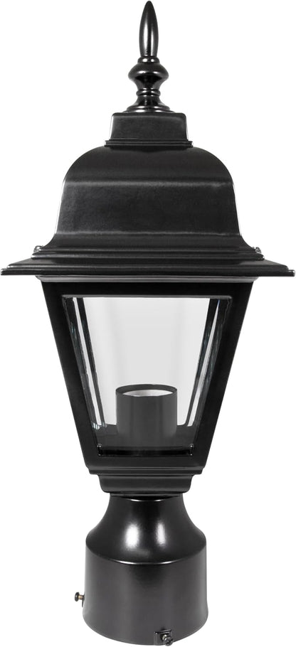 Maple Street Outdoor Post Top Light with 3-Inch Pier Base Mount Fitter, Black – Design House, 590307