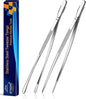JETKONG 2 Pcs 12-Inch Kitchen Tweezers Fine Tweezer Tongs, Extra-Long Stainless Steel Cooking Tweezers (Silver)