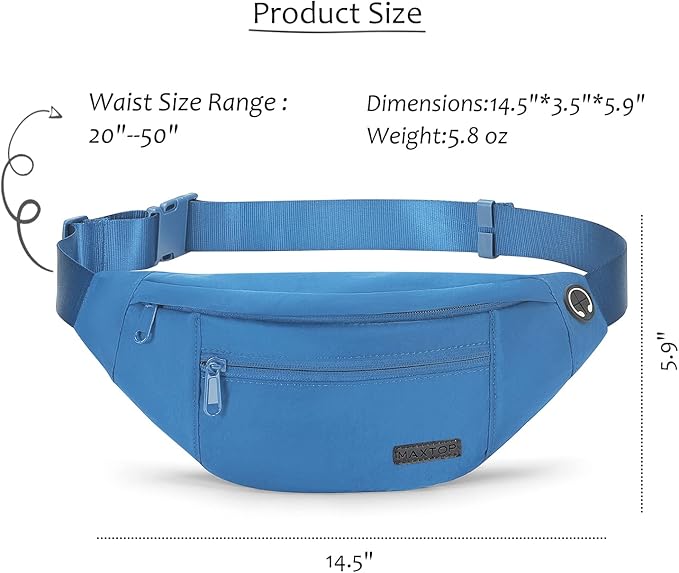 MAXTOP Large Crossbody Fanny Pack with 4-Zipper Pockets,Gifts for Enjoy Sports Festival Workout Traveling Running Casual Hands-Free Wallets Waist Pack Phone Bag Carrying All Phones