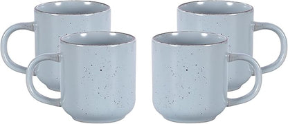 HomeVSS 20-Piece Dinnerware Set - Serves 4, Shiny Turquoise Glaze plates and bowls sets with Speckle Effect for Microwave & Dishwasher Safe