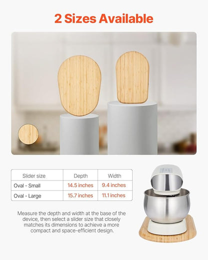 VEVOR Mixer Slider Mat for Tilt Head Kitchen Aid 4.5-5 Qt Stand Mixer, kitchenaid Mixer Slider with PTFE Feet, Kitchen Countertop Storage Accessories Moving Tray attachments (Natural Wood)