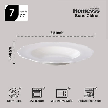HomeVss, New Bone China Dinnerware Set Embossed Winds, Service for 4-20pc Set