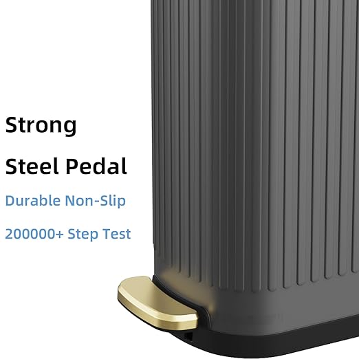2.6 Gallon Slim Bathroom Trash Can with Soft Close Lid, 10L Stainless Steel Garbage Can with Removable Liner Bucket, for Narrow Spaces, Bathroom, Bedroom (Gray)