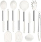 TeamFar Kitchen Utensils, 8PCS Cooking Silicone Utensils Kitchen Tool Kit with Stainless Steel Handle, for Nonstick Cookware Cooking Stirring Turning, Food Grade & Heat Resistant, Dishwasher Safe