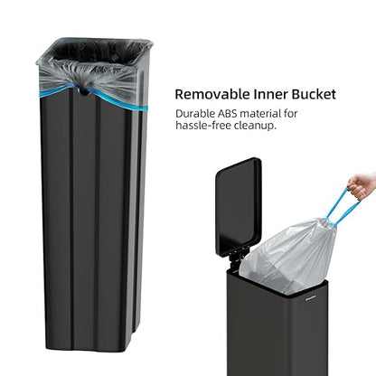 Soft-Close Trash Can with lid，8 Gallon/30L Anti-Fingerprint Stainless Steel Garbage Can with Foot Pedal for Kitchen