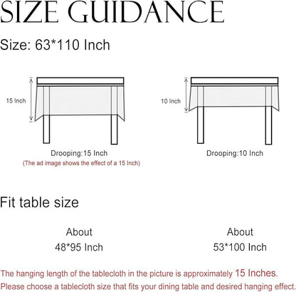 ISAENNE Designer Linen Extra Long Rectangle Tablecloth,Western Colorful Floral Indoor Table Cloth,Wrinkle Resistant Decor Tablecloths for Dining Thanksgiving Kitchen,63"*110"-Serenity B