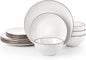 Famiware Ceramic Plates and Bowls Sets, Chip & Scratch Resistant, Microwave &
