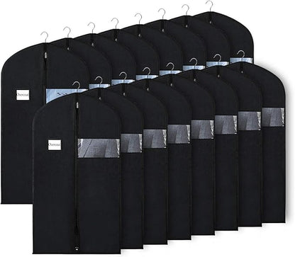 Univivi 16 Pack Suit Bags Garment Bag for Men Storage 40-inch Clothes Cover with Clear Window and ID Card Holder for Suit Jacket, Skirt, Shirt and Coat