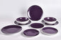 Stoneware Coupe Shape 12pc Dinnerware Set, Outside White + Inside Purple