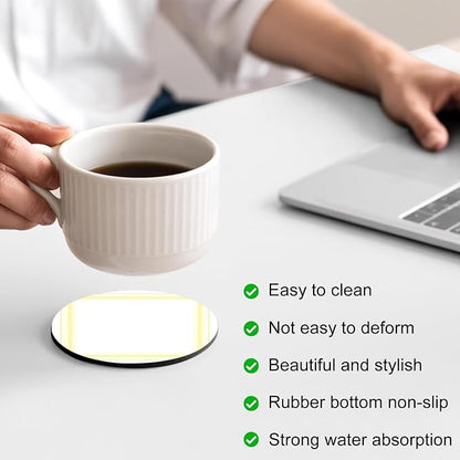 Coasters Set of 6, Modern Simple Stripes Lines Pattern Absorbent Cup Coaster