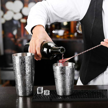 Tyenaza 304 Stainless Steel Cocktail Shaker Set Boston Shaker Bartender Bar Tool Silver