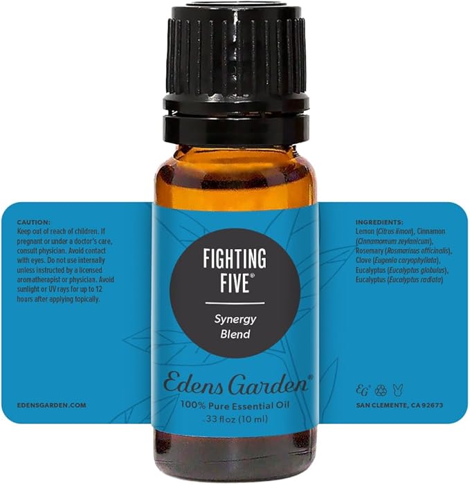 Edens Garden Fighting Five Essential Oil Blend- 100% Pure Premium Grade, Undiluted, Natural, Therapeutic, Aromatherapy, The Best for Diffusing, Candle, Laundry, Humidifiers 10 ml (.33 fl oz)