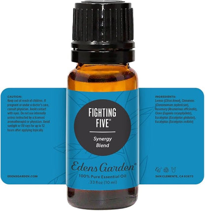 Edens Garden Fighting Five Essential Oil Blend- 100% Pure Premium Grade, Undiluted, Natural, Therapeutic, Aromatherapy, The Best for Diffusing, Candle, Laundry, Humidifiers 10 ml (.33 fl oz)