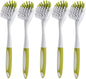 Dish Brush, Dish Scrubber & Kitchen Scrub Brush for Dishes, Pots, Pans, Sink, Cast Iron, Yellow-Green 5 Pack