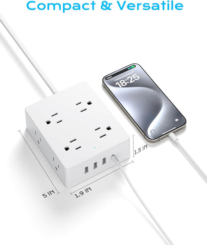 European Travel Plug Adapter, Olcorife US to Europe Type E/F Plug Adapter, International Power Strip with 8 Outlets and 4 USB(1 USB-C), 5 FT Cord for Germany France Iceland Spain