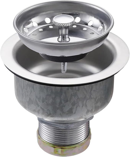 ZM Kitchen Sink Stainless Steel Deep Locking Basket Strainer with Drain Assembly, 3-1/2 Inch Sink Drain Stopper Plug