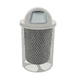 COATEDOUTDOORFURNITURE RDT-TXTGRY Heavy Duty 32 Gallon Round Trash Receptacle, Liner Included, Textured Red with Textured Grey Steel Dome Top, Made in America