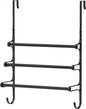 Over The Door Towel Rack, Over Door Towel Rack for Bathroom Door, Triple Towel Storage Holder with Hooks (Matte Black, 17.32" L)