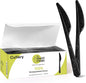 Premium Quality 100% Biodegradable Black Knives Made of Vegetable Fibers, 100 PCS of 6.7” Long Heavy-Duty and Splinter Free Eco-Friendly Black Knives, Sustainable Cutlery for All Types of Occasions