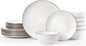 Famiware Ceramic Plates and Bowls Sets, Embossed Dishes Dinnerware