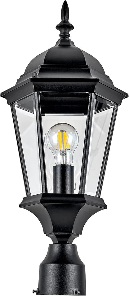 Design House 589192-TBK Traditional Oak Creek Outdoor Post Top Light with Clear Glass for Driveways and Porches, Textured Black