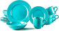 Pearl Dots Stoneware Dinnerware Set (16pc Set, Turquoise)