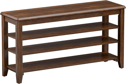 Shoe Bench Storage Rubberwood, Entryway Bench with 3-Tiers Height Adjustable, Shoe Rack Front Door Entrance Organizer for Hallway Living Room, Mudrooms, Walnut,39.4"