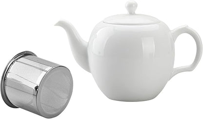Teapot with Infuser Ceramic Tea Pot with Removable Stainless Steel Fliter for Loose Tea 15.80 OZ/450ml (1-2cups) Teapots for Tea Coffee Milk for Office Home Men Women (White)