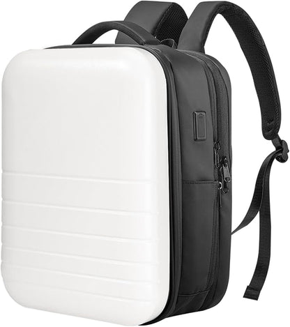 SOKOK Carry On Travel Backpack Waterproof Business Backpack Expandable with Laptop Compartment and Charging, Hardshell Computer Backpack for Men and Women, White