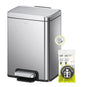 EKO Madison 6L / 1.6 Gal Bathroom Trash Can with Lid and Removable Inner Basket, Rectangular Small Step Trash Can, Brushed Stainless Steel